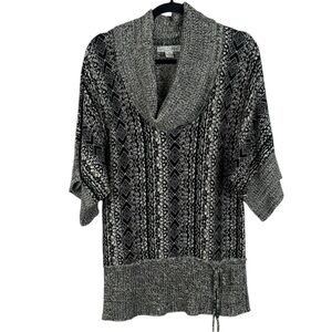 RXB Marled Black & White Cowl Neck Dolman Sleeve Medium Knit Sweater
